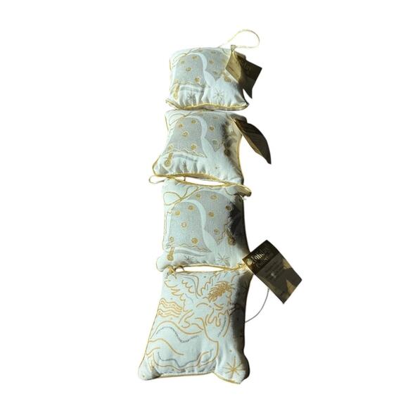 Vintage Holiday Collection Angel Silver Bell Door Hanger Gold Trim Pillow Decor - Picture 2 of 9